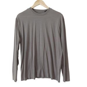 Lord & Taylor Metropolitan Mens Spun Silk Cotton Shirt Size Large‎ Crewneck Gray